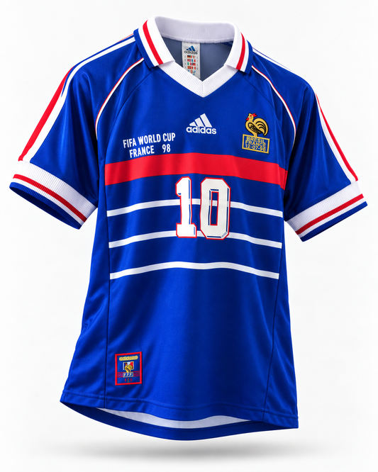 Maillot France 1998 domicile Zidane #10 — vue trois-quarts