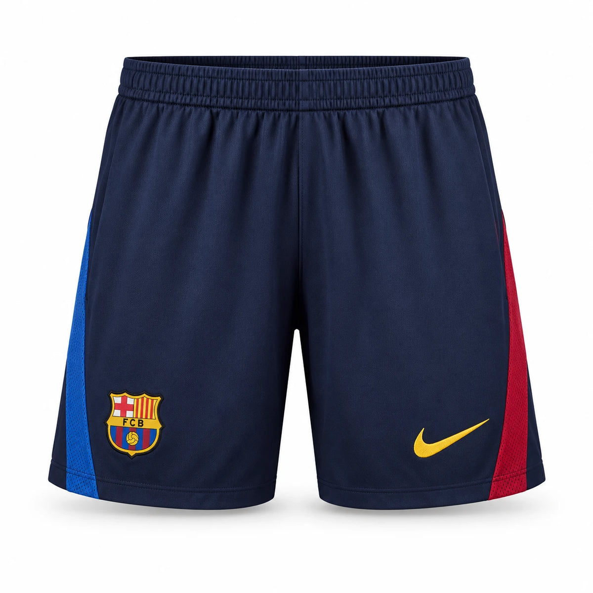 Short Barça enfant 2026/27 domicile bleu marine, empiècements bleu et rouge