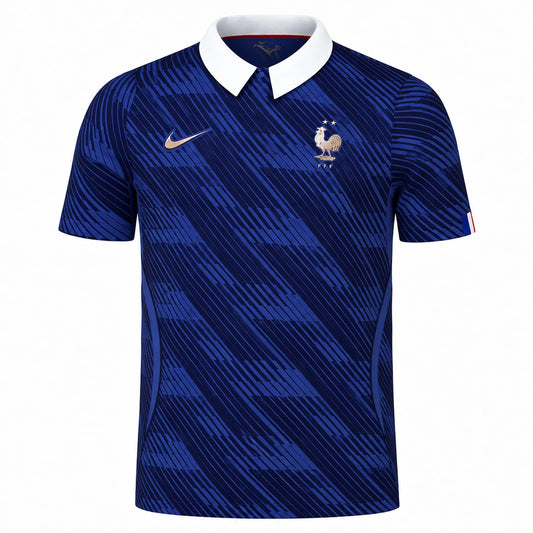 Maillot France enfant 2026 domicile bleu, col polo blanc