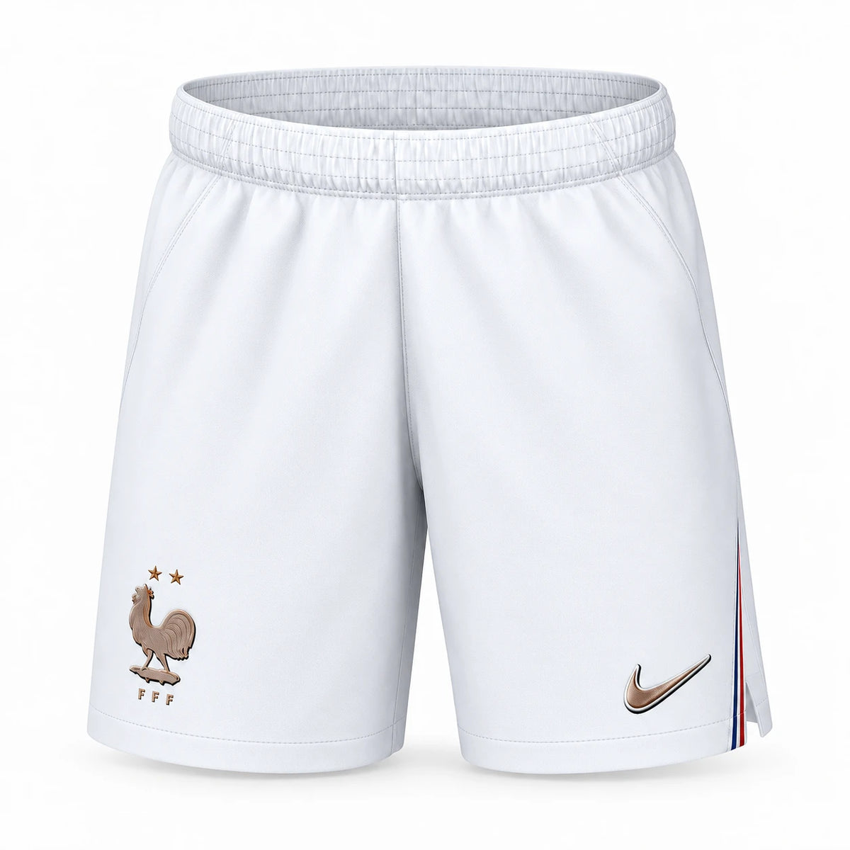 Short France enfant 2026 domicile blanc, liseré bleu blanc rouge