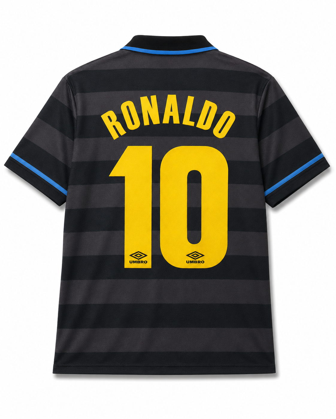 Dos du maillot Inter Milan 1997/98 avec le flocage RONALDO et le numéro 10 en jaune