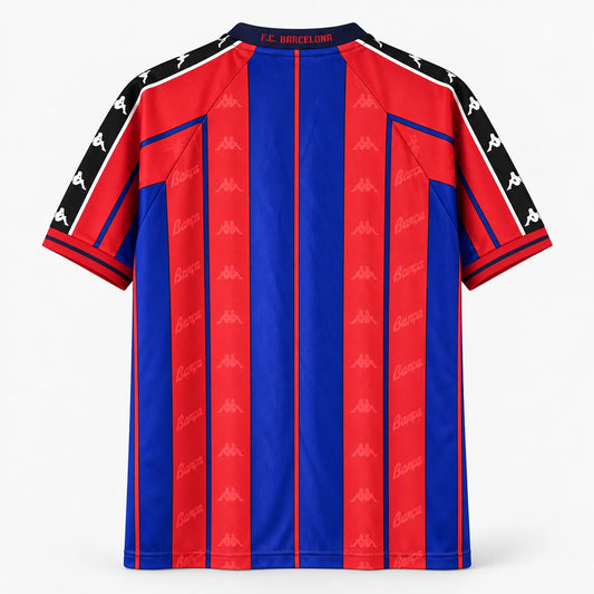Maillot Barça 97/98 vue arrière, bandes blaugrana