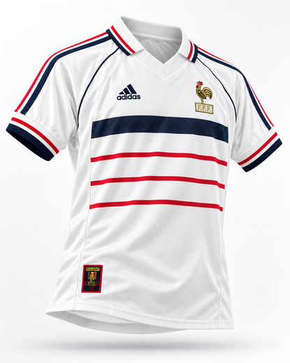 Maillot France 1998 extérieur blanc vue trois-quarts