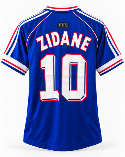 Maillot France 1998 domicile Zidane #10 — vue de dos avec flocage ZIDANE 10