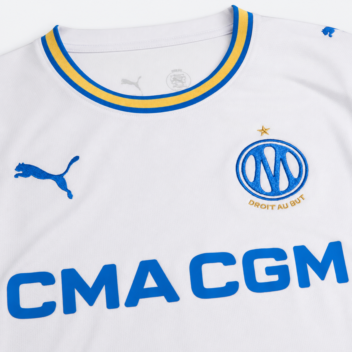 Nouveau logo OM brodé sur le maillot domicile 2026/27