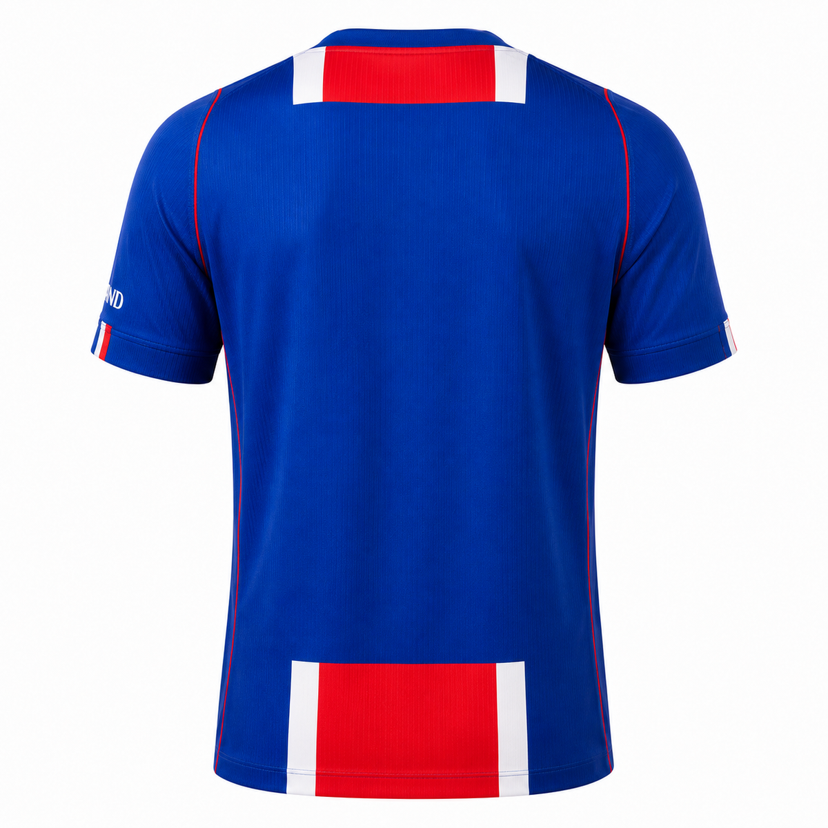 Dos du maillot PSG 2026/27 domicile, bleu avec bande rouge et blanche