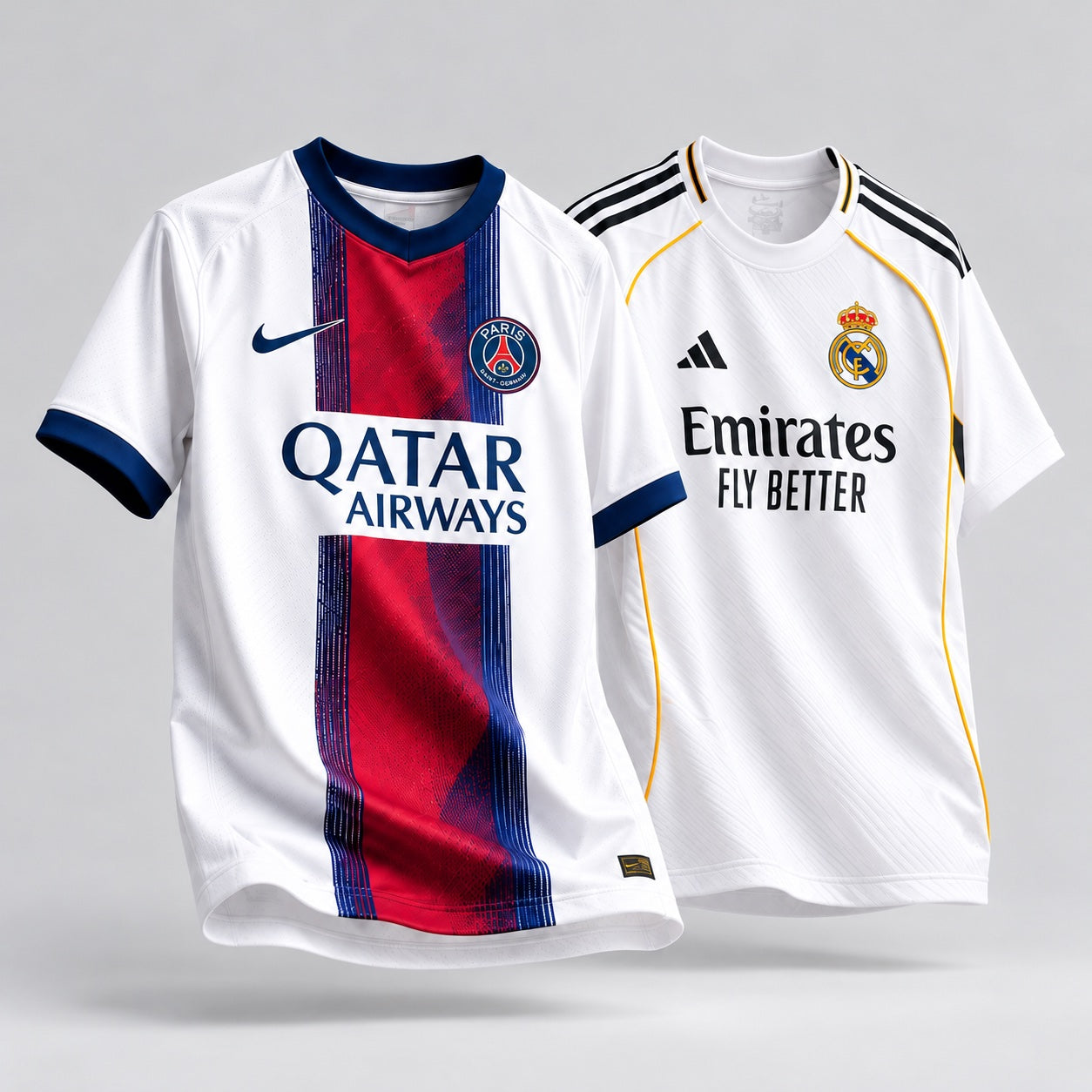Maillots PSG et Real Madrid de la nouvelle saison